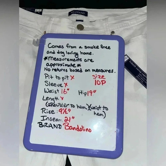 Bandolino size 10P stretch curvy white denim capris with embellished ankles NWT - Picture 9 of 15